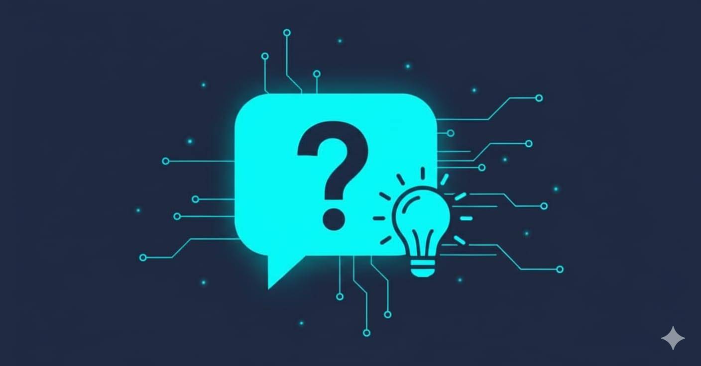 Fragezeichen-Illustration auf heller Karte