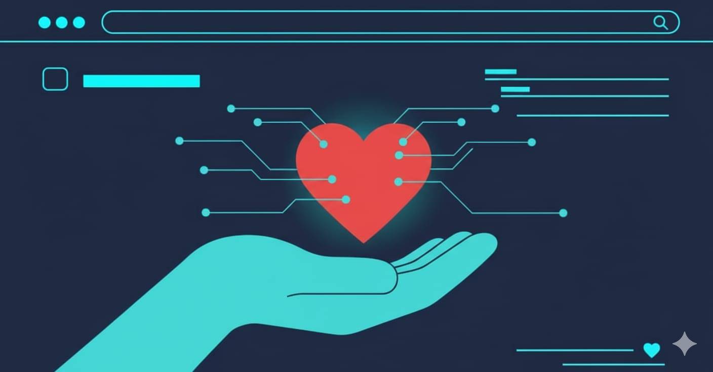 Hand hält ein Herz-Symbol als Zeichen der Unterstützung